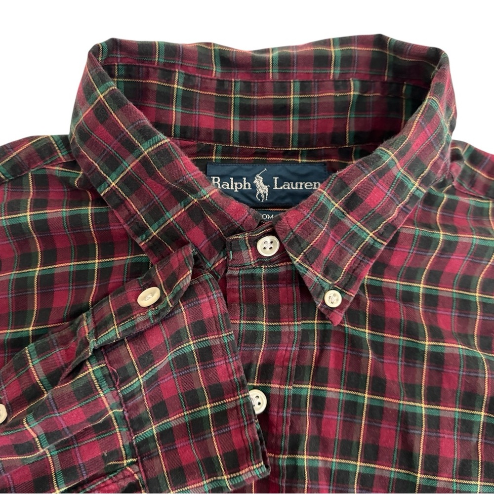 Polo Ralph Lauren Oxford Plaid Classic Fit Red Green Button Down Shirt Size XL